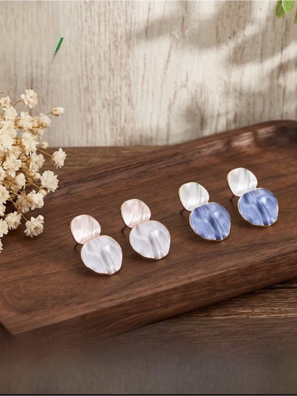 Enamel Petal Stud Earrings NWT